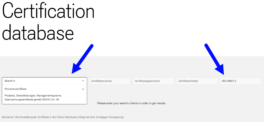 Austrian Standards Certification Database